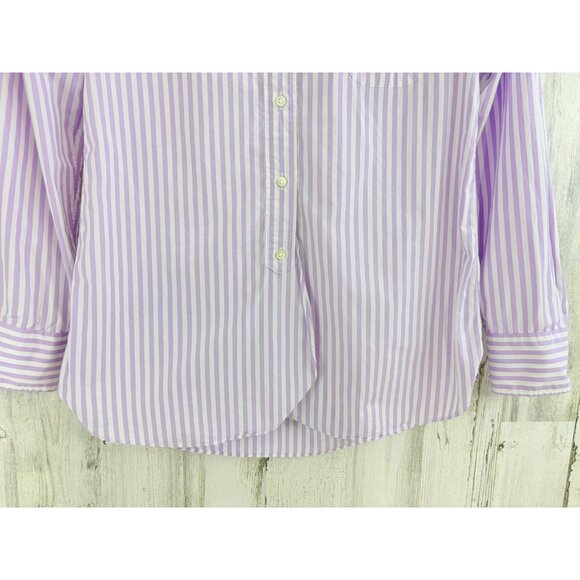 Ann Mashburn Boyfriend Shirt Sz M Lavender White Stripe Button Down - Picture 6 of 16